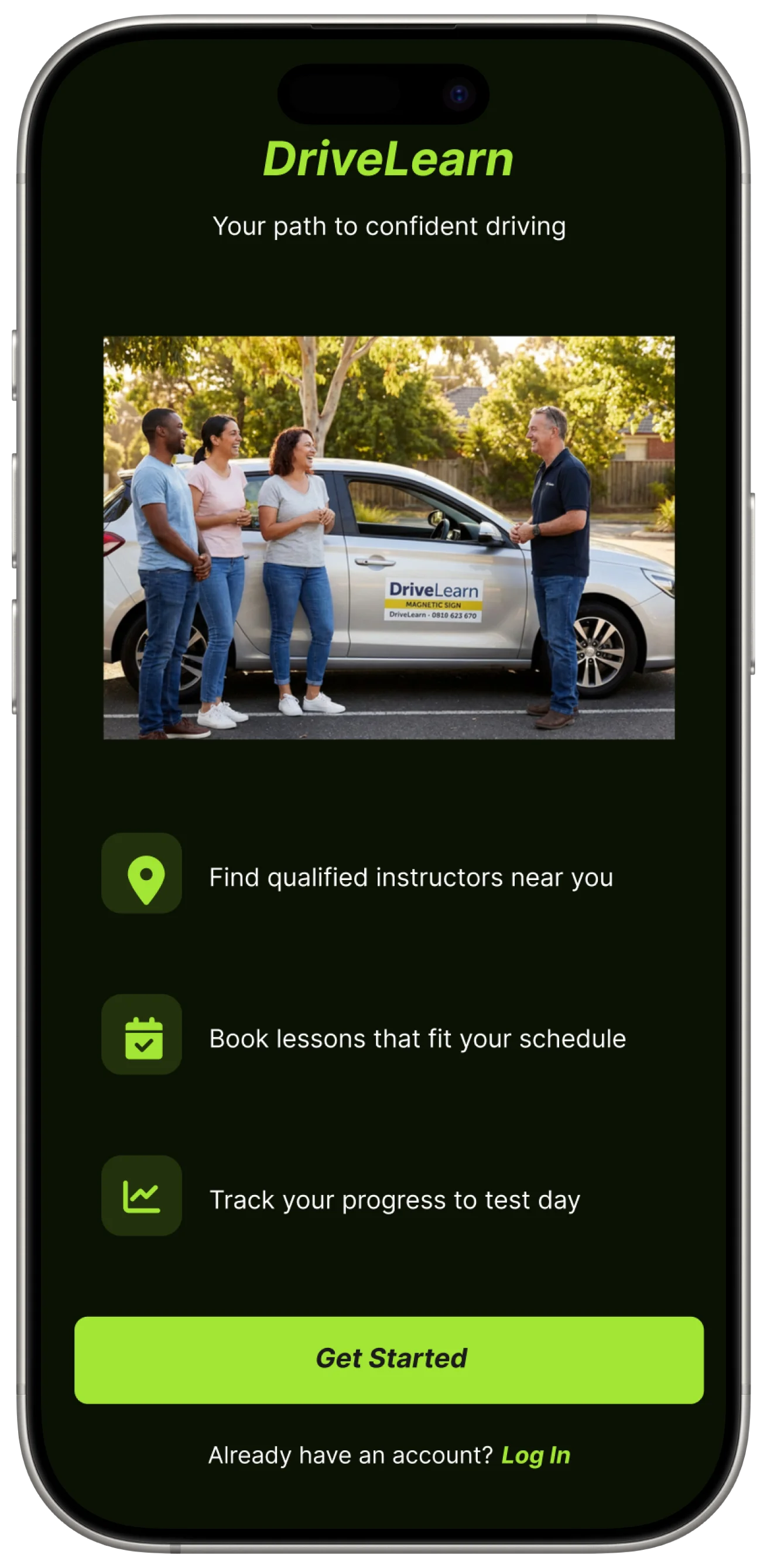 Real Drive app instructor search screen
